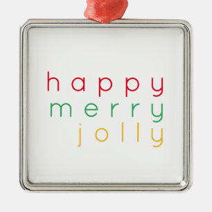HAPPY MERRY JOLLY Premium Square Ornament