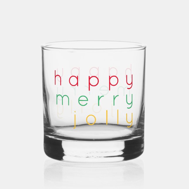 HAPPY MERRY JOLLY Rocks Glass (Front)