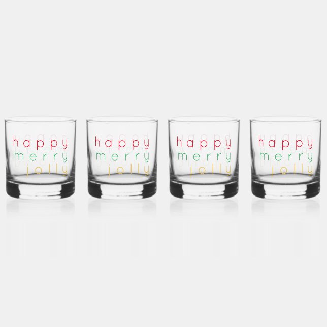 HAPPY MERRY JOLLY Rocks Glasses (4) (Front)