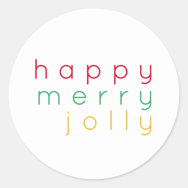 HAPPY MERRY JOLLY Small Round Stickers (Front)