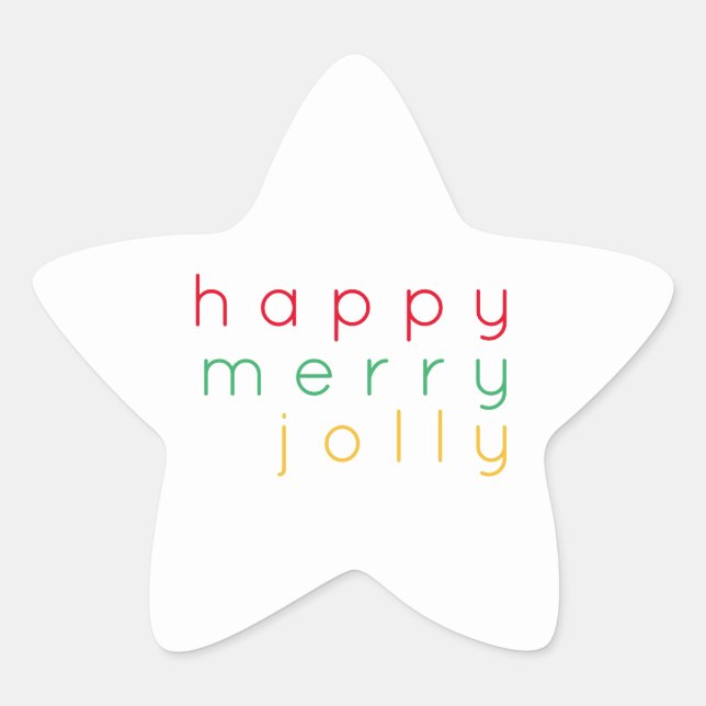 HAPPY MERRY JOLLY Star Stickers (Front)