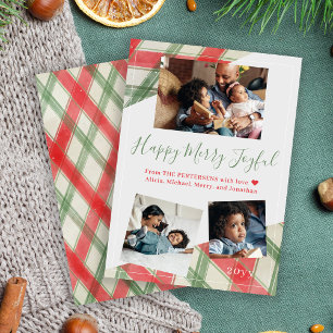 Happy Merry Joyful Christmas family collage modern Holiday Card