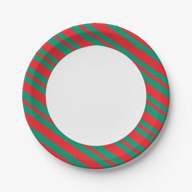 Happy Merry Red & Green Party Plate (Front)