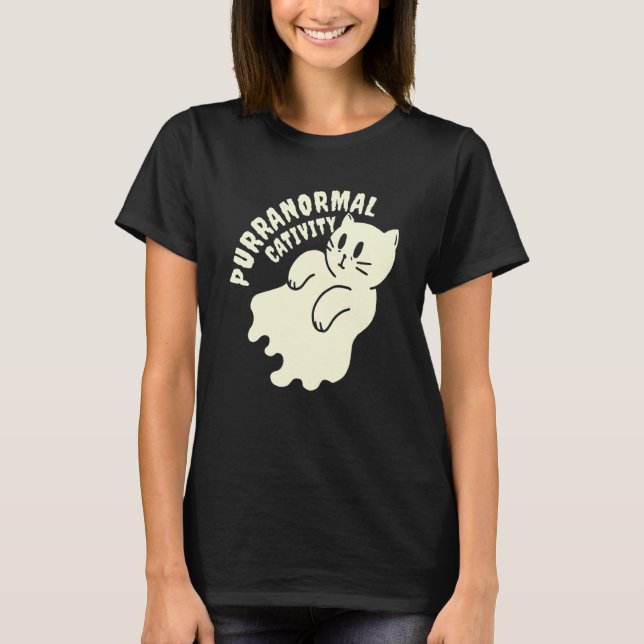Happy Mew O Ween  Black Cat  For Halloween T-Shirt (Front)