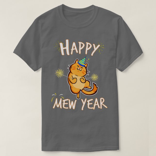 Happy Mew Year 2021 Funny Cat New Years Eve Party  T-Shirt (Design Front)