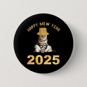 Happy Mew Year 2025 6 Cm Round Badge