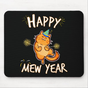 Happy Mew Year 2025 Funny Cat New Years Eve Party  Mouse Mat