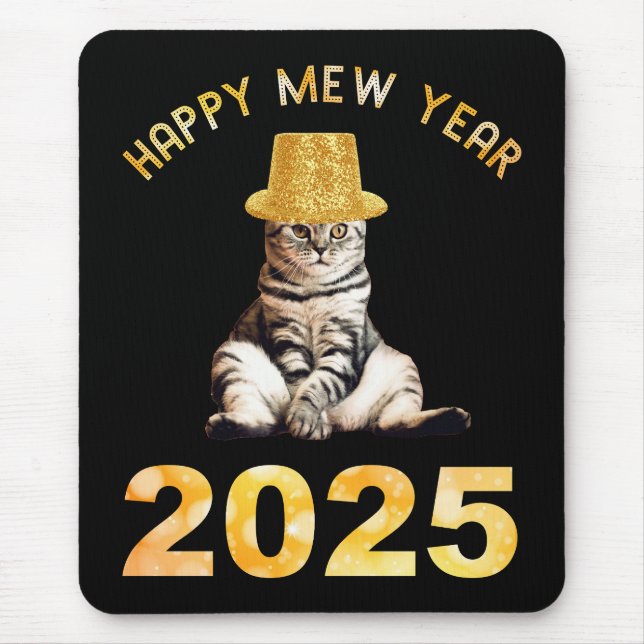 Happy Mew Year 2025 Mouse Mat (Front)