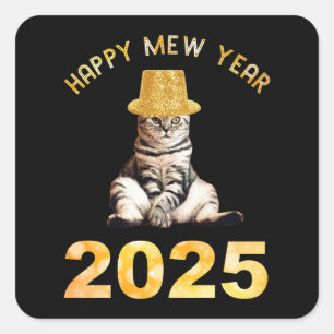 Happy Mew Year 2025 Square Sticker