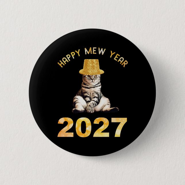 Happy Mew Year 2027 6 Cm Round Badge (Front)