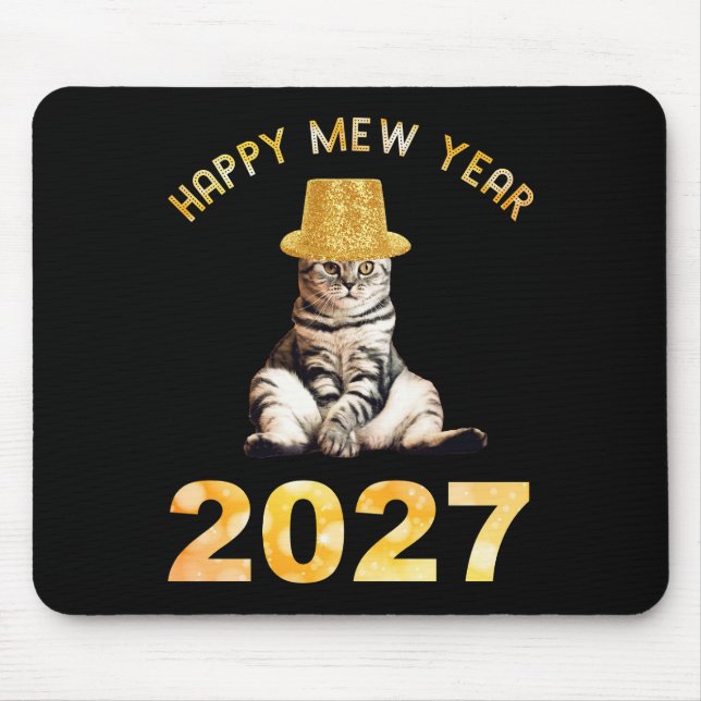 Happy Mew Year 2027 Mouse Mat (Front)