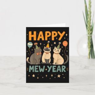 Happy Mew Year Cat Party  Card