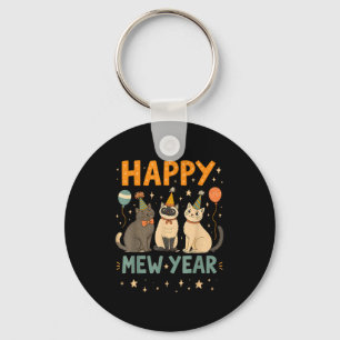 Happy Mew Year Cat Party  Key Ring