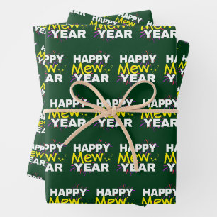 Happy Mew Year - New Year Cat Lover Wrapping Paper Sheet