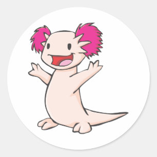 Happy Mexican Axolotl Cartoon Classic Round Sticker
