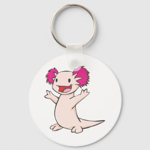 Happy Mexican Axolotl Cartoon Key Ring