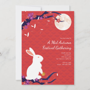 Happy Mid Autumn Festival Red Invitation