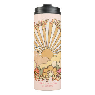 Happy Mind Happy Life Hippy Groovy Vibes Thermal Tumbler