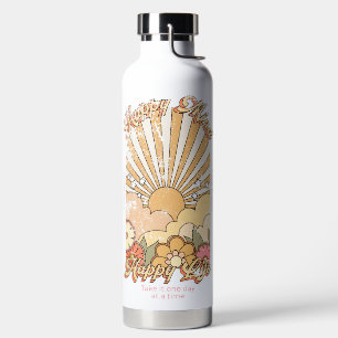 Happy Mind Happy Life Hippy Groovy Vibes Water Bottle