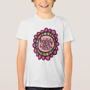 Happy Mind Happy Life Motivational Graphic design Tri-Blend Shirt