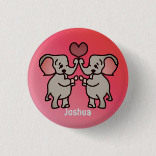 Happy Minimalist Elephants with a Heart   Love 3 Cm Round Badge