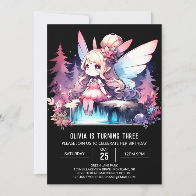 Happy Minimalist Fairy Birthday Invitation (Front)
