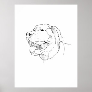 Happy Minimalist Labrador Retriever Ink Wall Art 