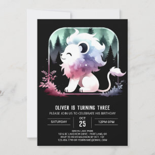 Happy Minimalist Lion Birthday Invitation