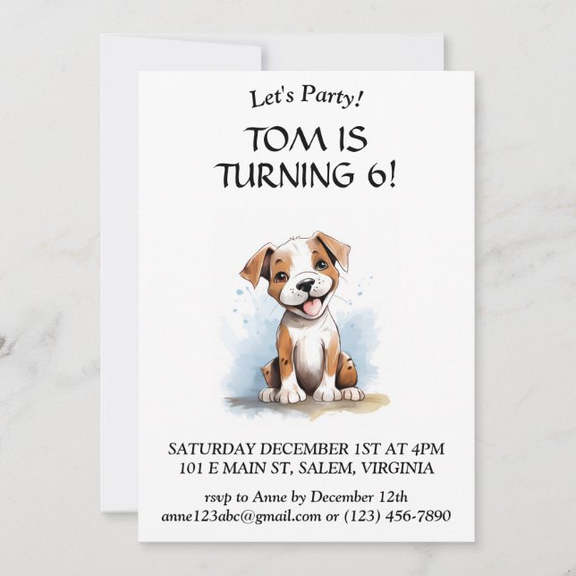 Happy Minimalist Pitbull Pit Bull Terrier Dog  Invitation (Front)