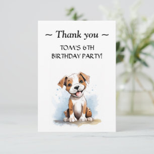 Happy Minimalist Pitbull Pit Bull Terrier Dog Thank You Card
