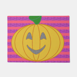 Happy Modern Big Orange Pumpkin Halloween Doormat