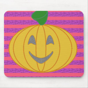 Happy Modern Big Orange Pumpkin Halloween Mouse Mat