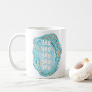 Happy Modern Blue Wedding Day Yay Coffee Mug