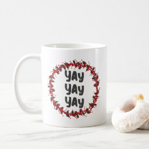 Happy Modern Christmas Wreath Wedding Day Yay Coffee Mug
