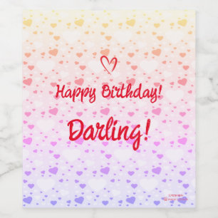 Happy Modern Hearts Customise Love Wine Label