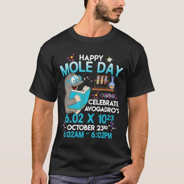 Happy Mole Day October 23rd Chemistry Teacher Stud T-Shirt (Front)