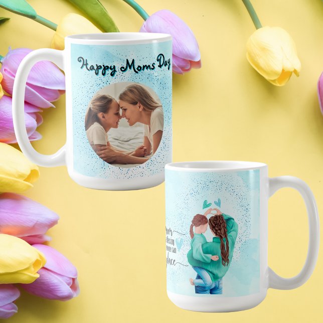 Happy Moms Day Glitter Photo Mug Mothers Day Gift (Creator Uploaded)