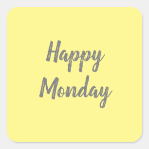 Happy Monday on yellow background Square Sticker