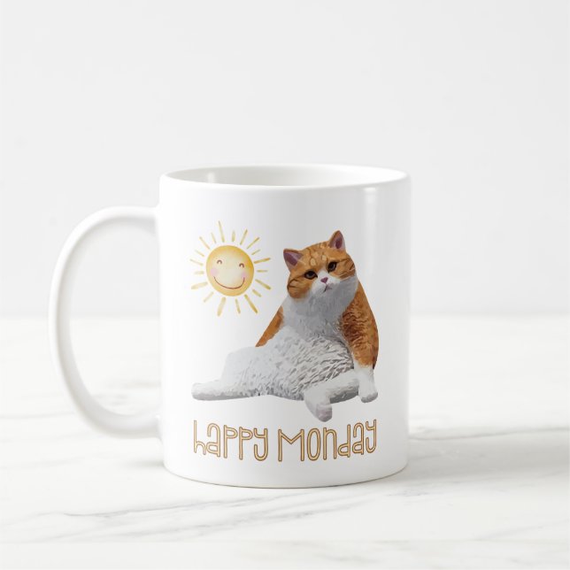 Happy Monday Orange Cat Funny Coworker  Coffee Mug (Left)