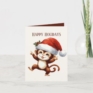 Happy monkey add message Christmas Holiday Card
