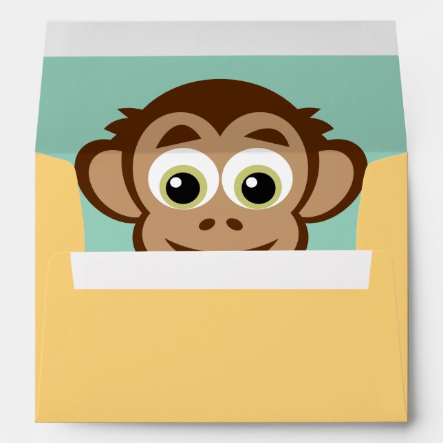 Happy monkey cartoon kid's Birthday party Envelope (Back (Bottom))