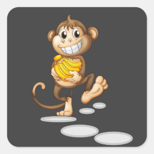 happy monkey square sticker
