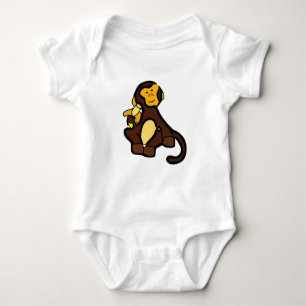 Happy Monkey With Banana Baby Bodysuit