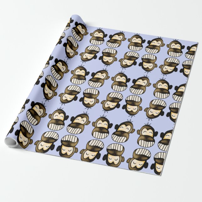 Happy monkey wrapping paper (Unrolled)