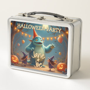 Happy Monster Halloween Party for Kids Metal Lunch Box