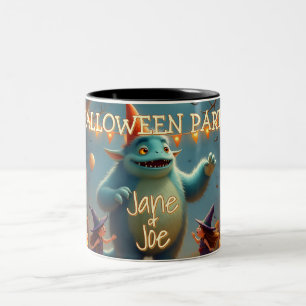 Happy Monster Halloween Party for Kids Two-Tone Coffee Mug