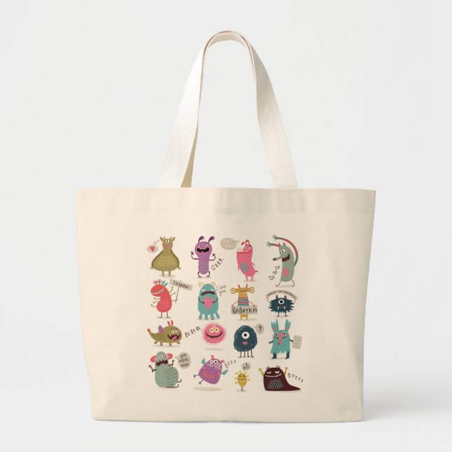 HAPPY MONSTER PERSONALIZED Tote Bag (Front)