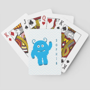 Happy Monster with First Name, Little Kid Playing Cards