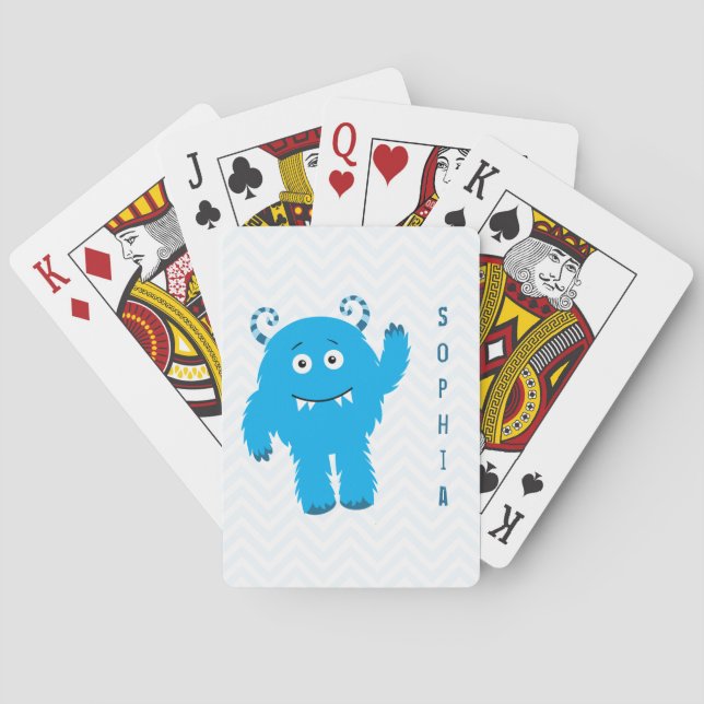 Happy Monster with First Name, Little Kid Playing Cards (Back)
