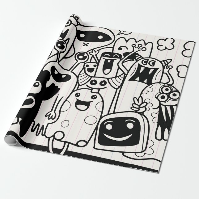 HAPPY MONSTER Wrapping Paper (Unrolled)